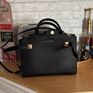 Michael Kors Black Satchel with Gold Accents